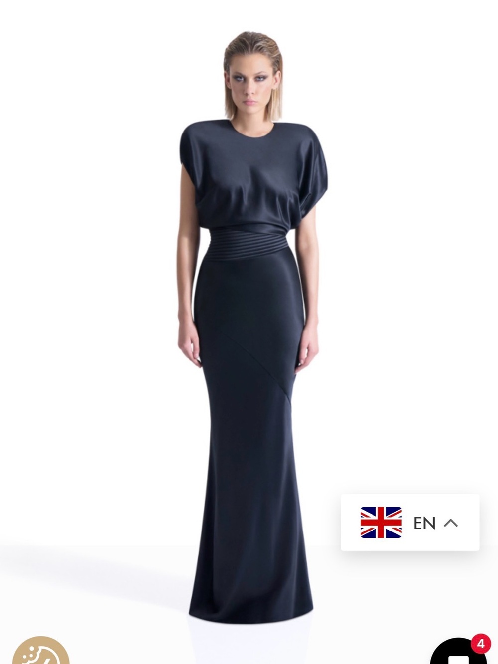 Zhivago Black Satin Maxi Dress with Draped Bodice